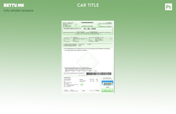 Модерен стил белгиски шаблон за потврда за регистрација на возило